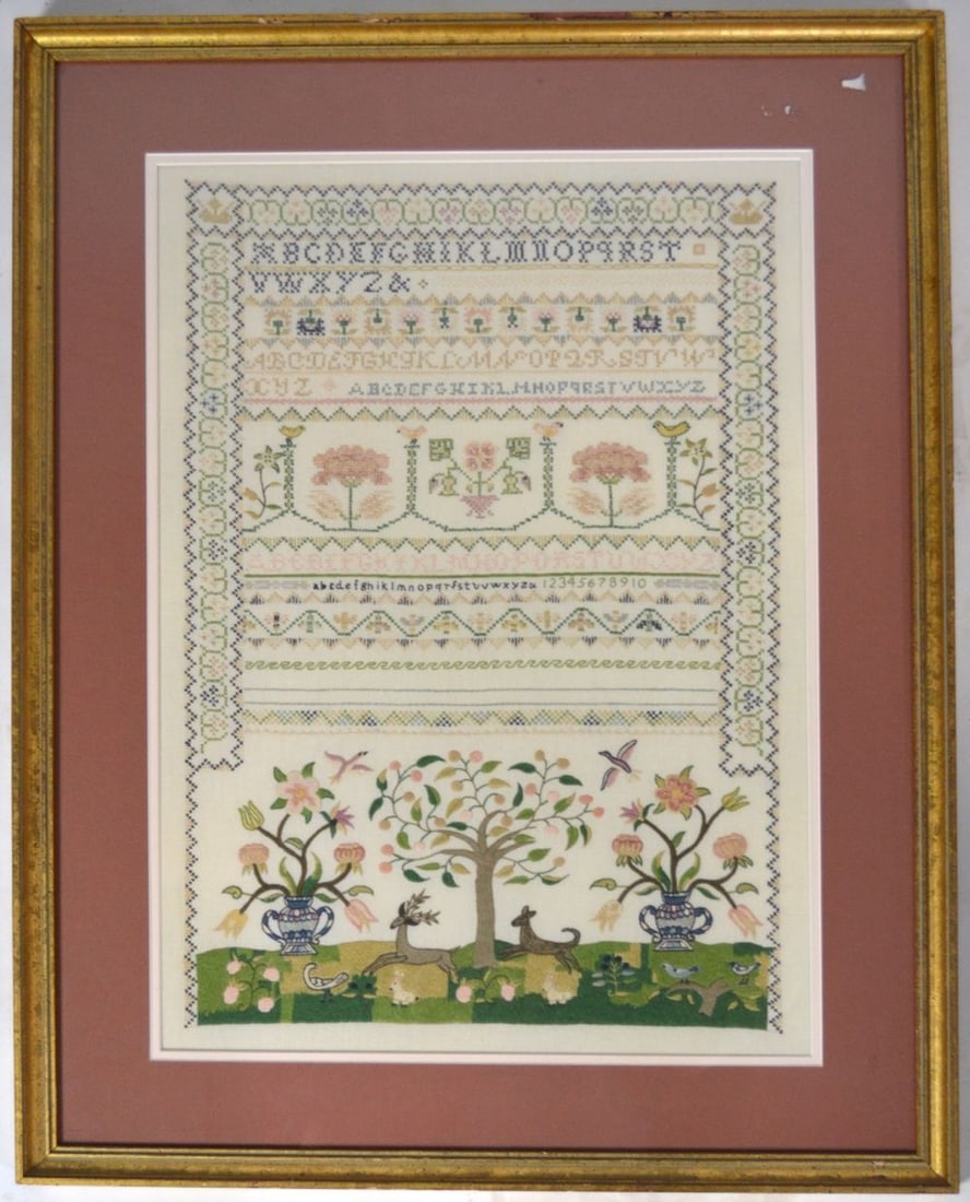 ANTIQUE NEEDLEWORK SAMPLER (1 of 5)