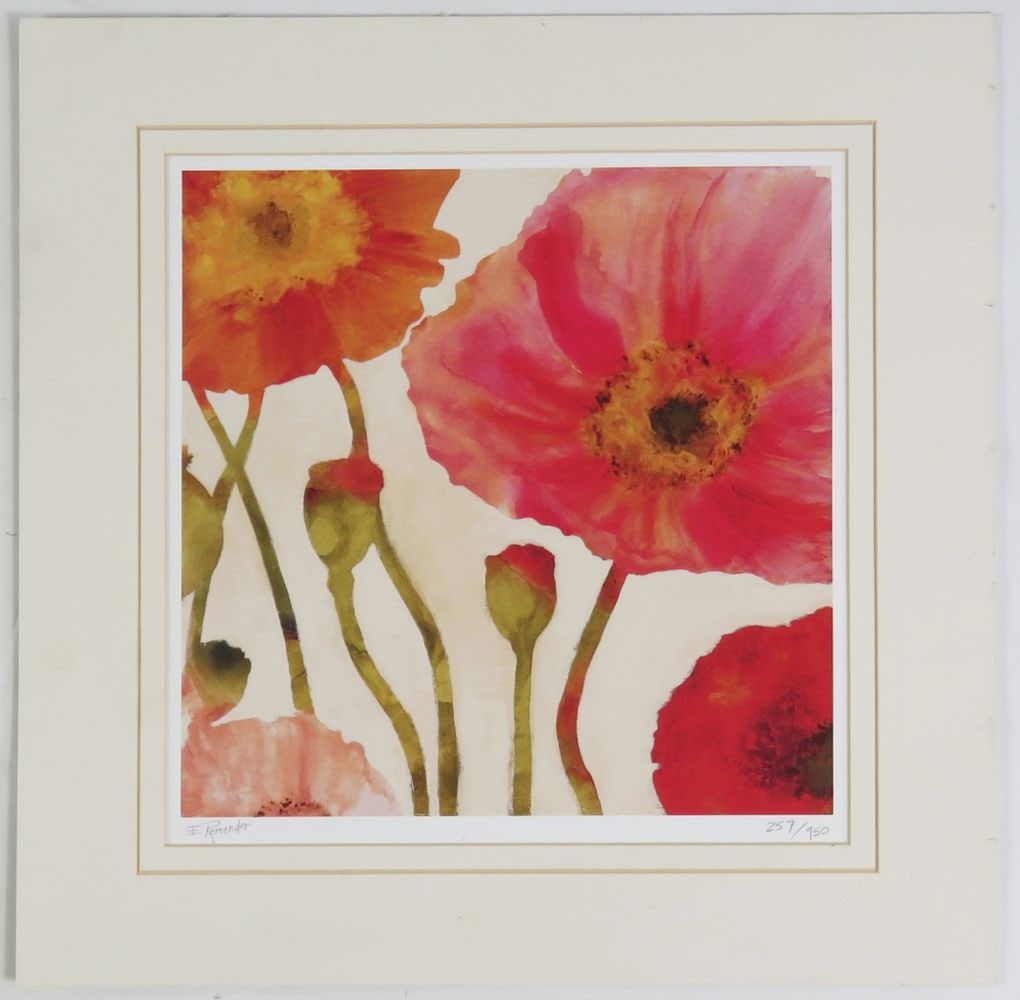 CONTEMPORARY FLORAL LITHOGRAPH SIGNED #D (1 of 4)