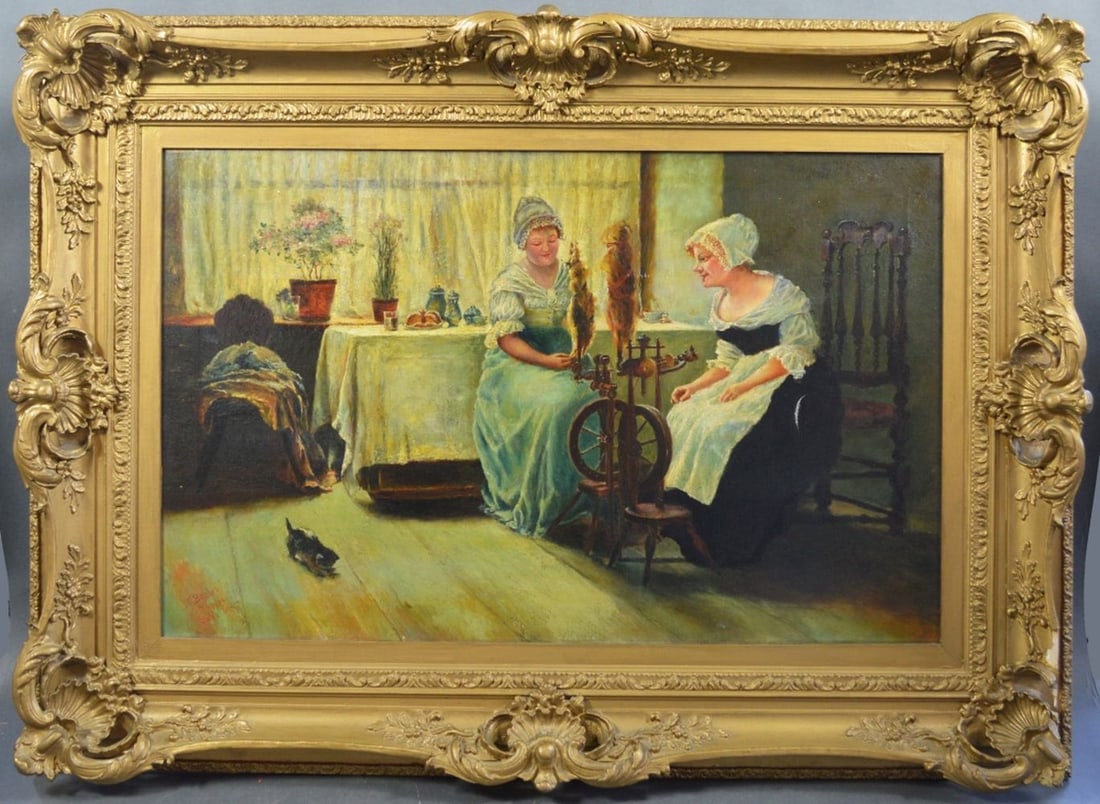 L.F. BEALES SIGNED GENRE PAINTING (1 of 10)