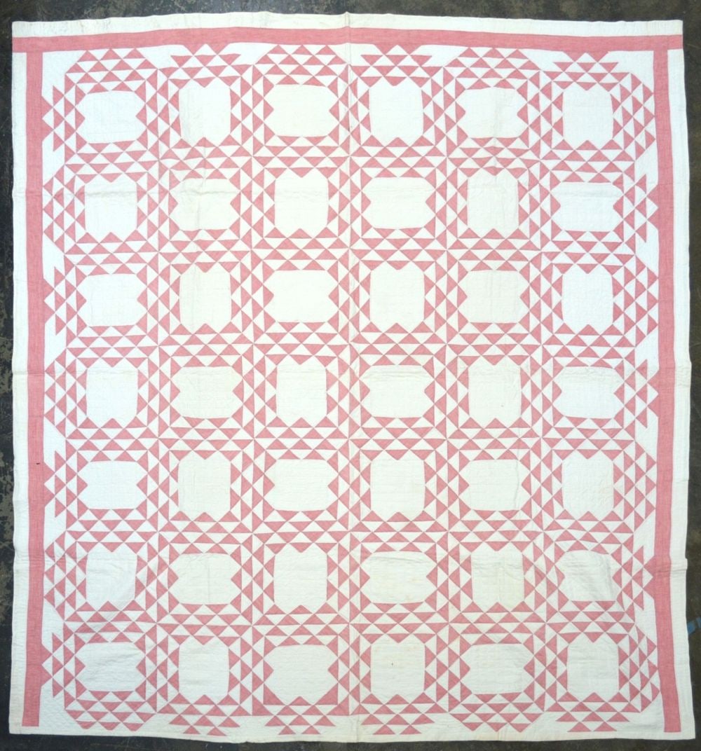 ANTIQUE HAND SEWN GEOMETRIC QUILT (1 of 7)