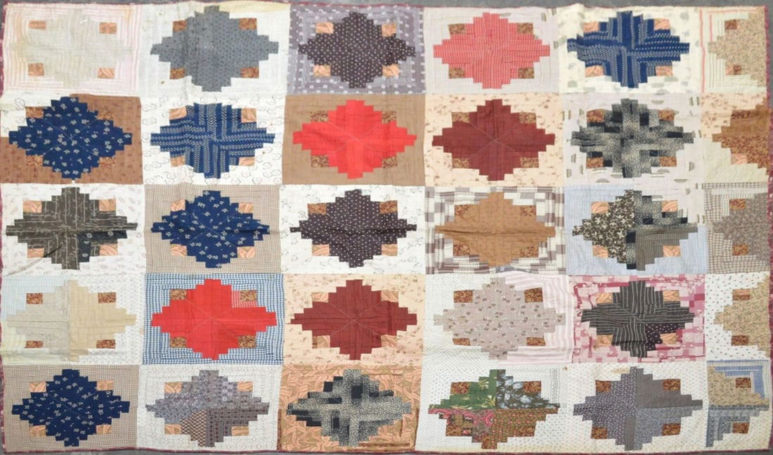 ANTIQUE HAND SEWN GEOMETRIC QUILT (1 of 8)
