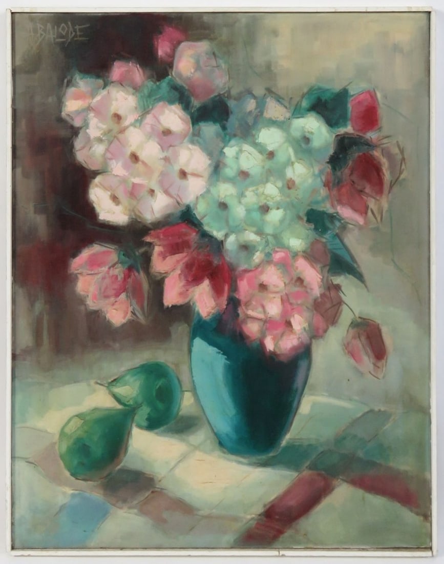 MODERN IMPRESSIONIST STILL LIFE PAINTINIG SIGNED: Modern Impressionist (20th century) oil on canvas, still life painting of flowers in vase. The work is signed. Measures; 24 X 28"