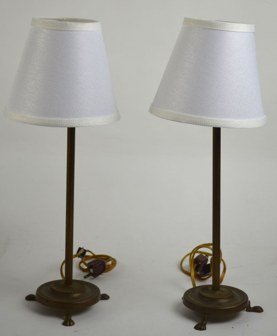 PAIR (2) SIGNED LAURA  ASHLEY BRONZE TONE LAMPS (1 of 8)