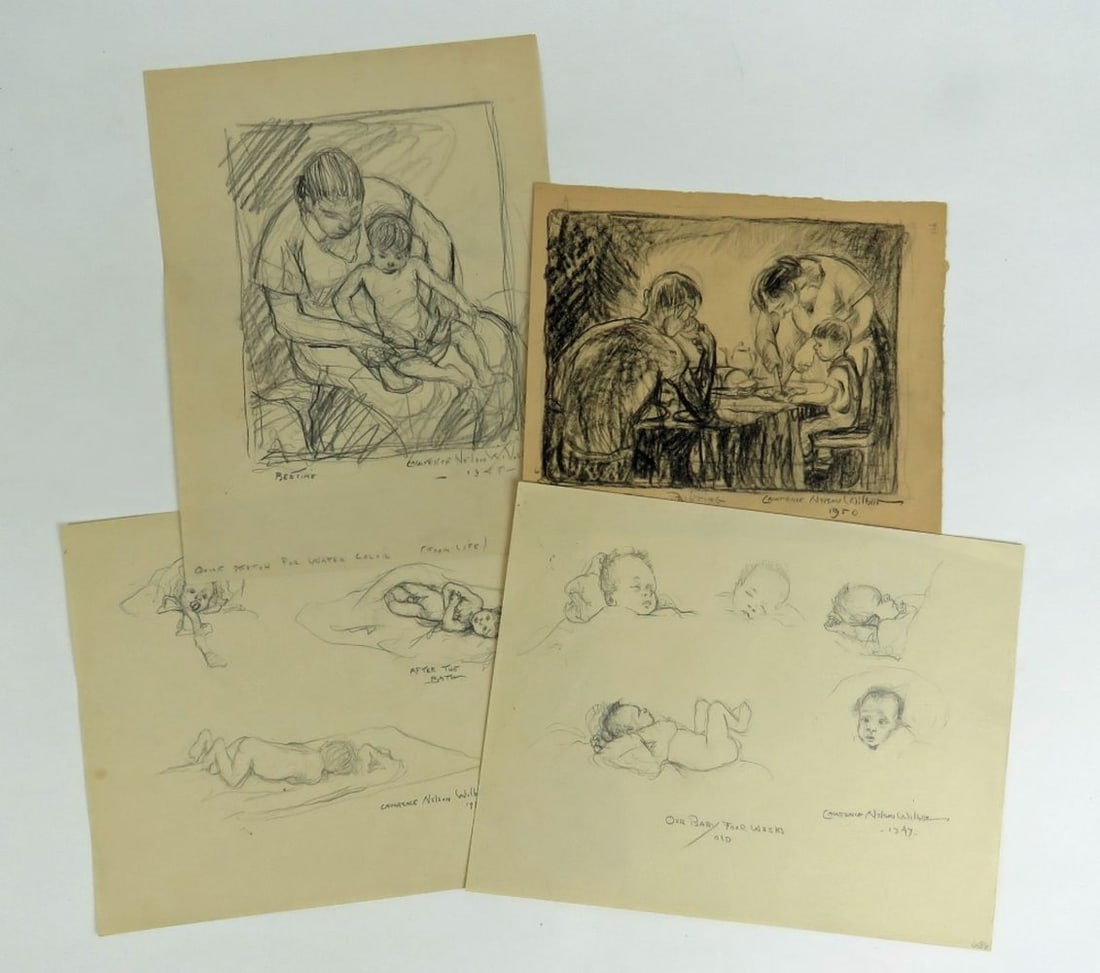 4 LAWRENCE WILBUR DRAWINGS / SKETCHES SIGNED (1 of 20)