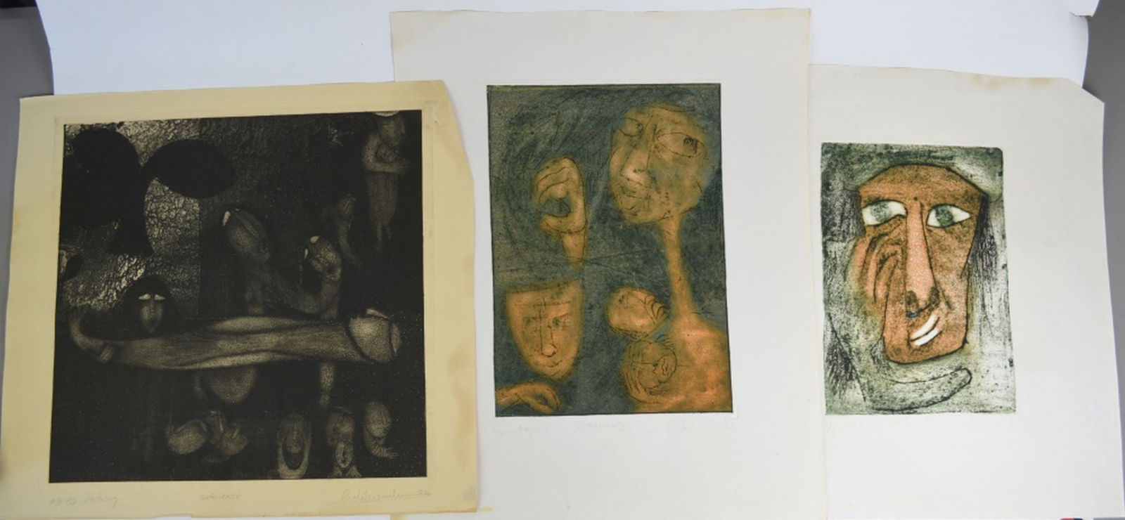 3 MODERN ABSTRACT ETCHINGS W AQUATINT SIGNED (1 of 7)