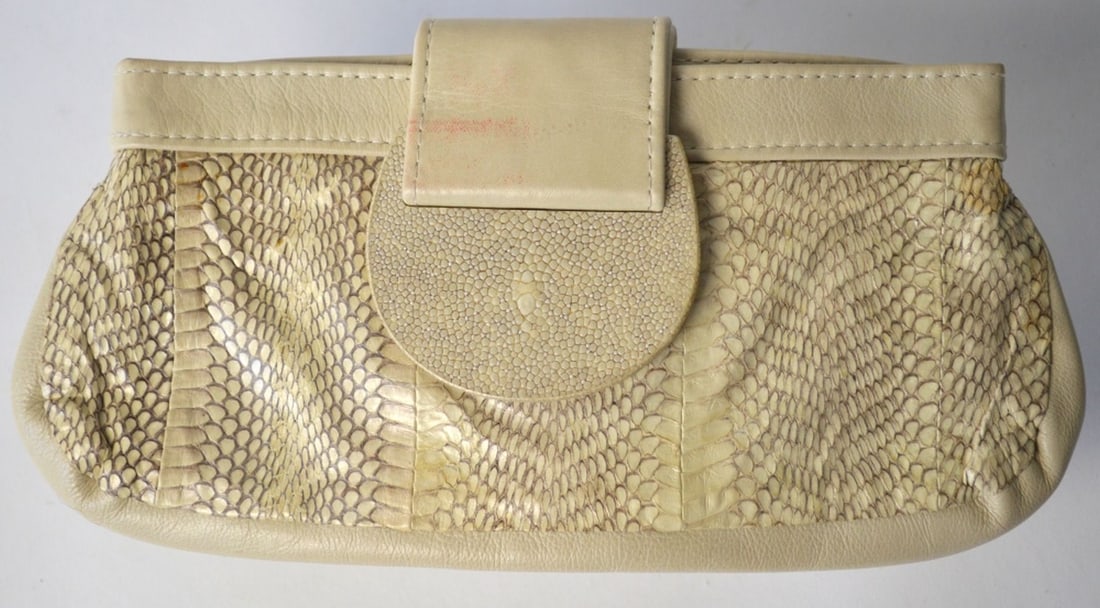 R & Y AUGOUSTI CLUTCH BAG SNAKESKIN & SHAGREEN (1 of 4)
