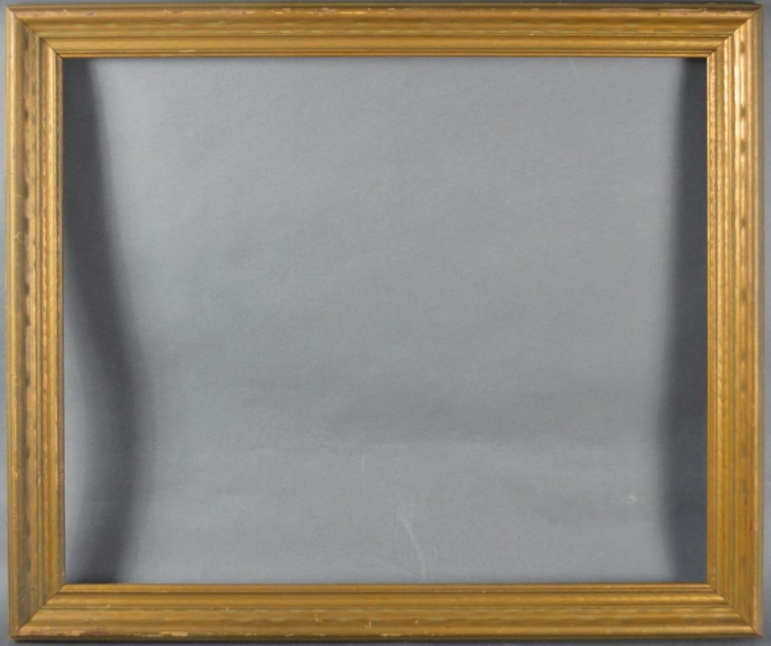 VINTAGE PAINTING FRAME: A vintage traditional bronze gilt painting frame. Measures: 29 3/4" x 34 1/2" Rabbet: 25 1/4" x 30"