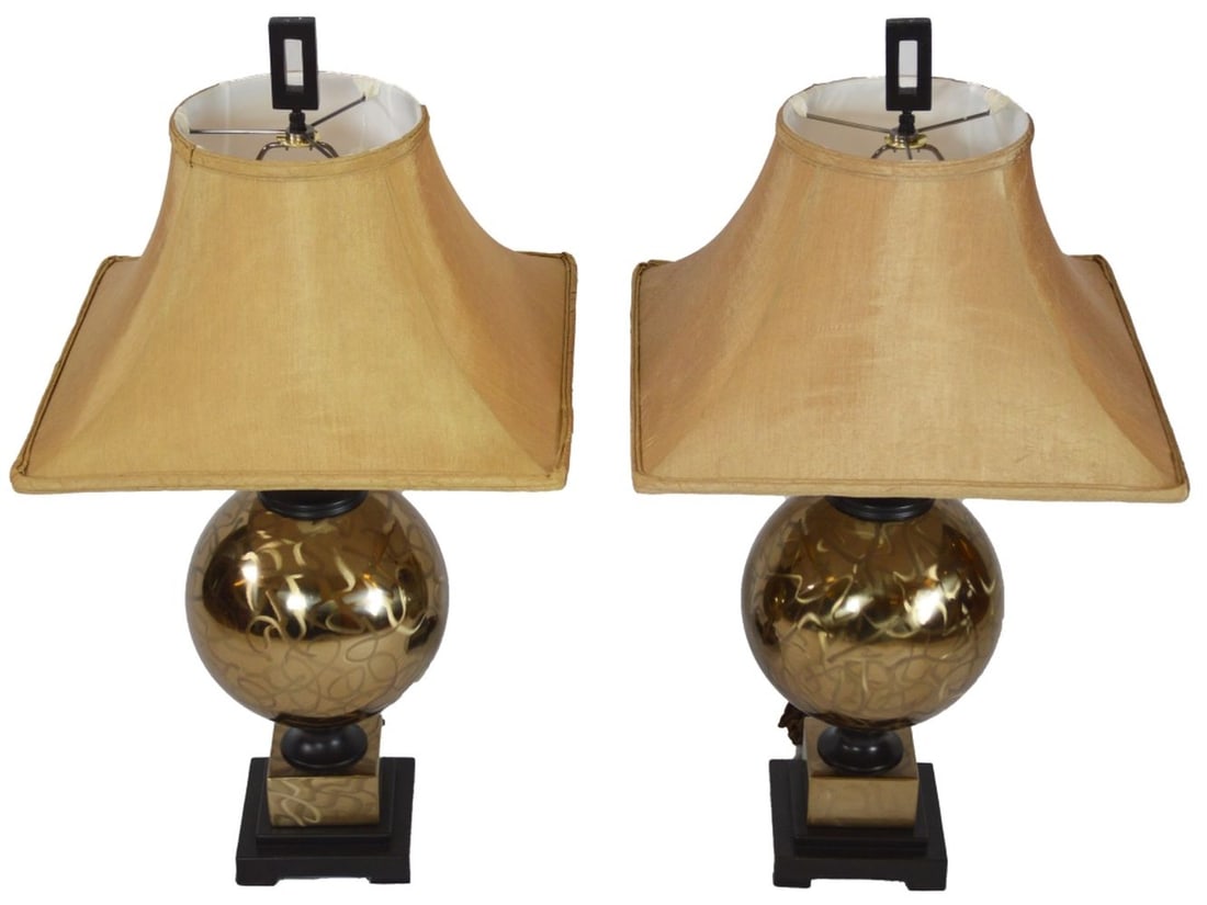UTTERMOST LAMPS PAIR W SILK SHADES (1 of 9)
