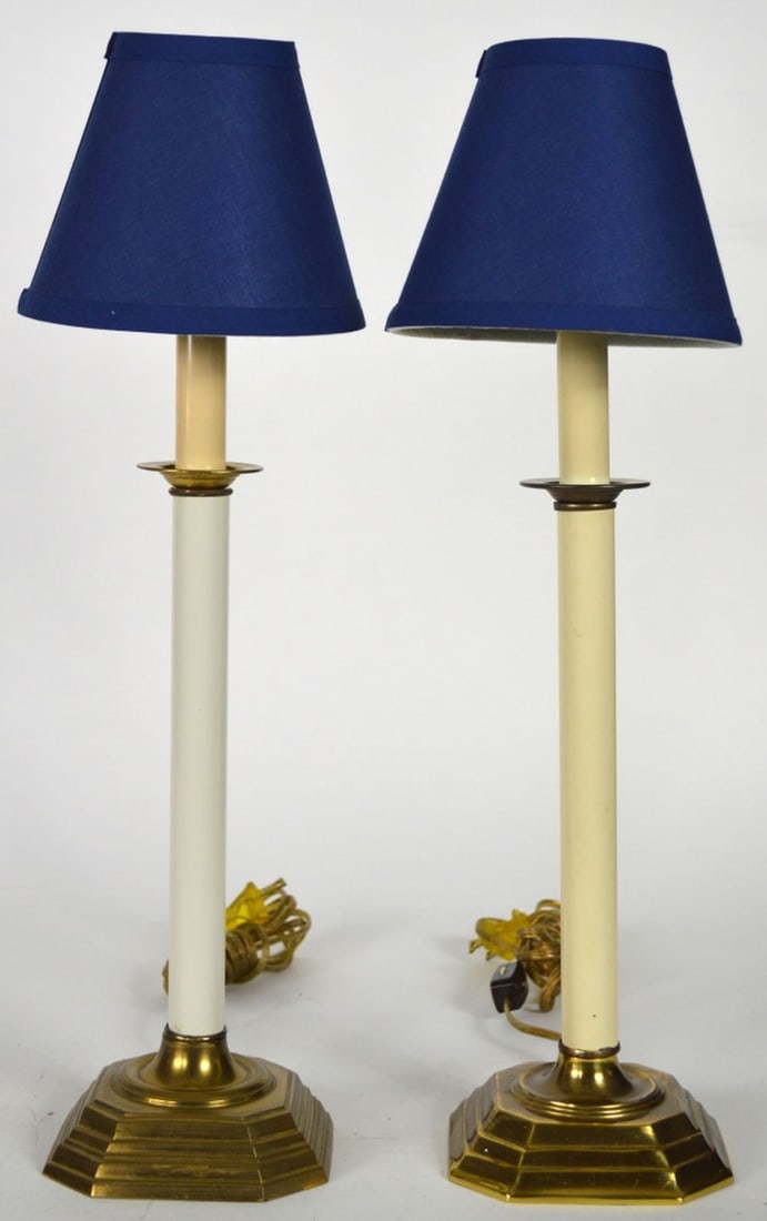 PAIR BRASS CANDLESTICK LAMPS (1 of 5)