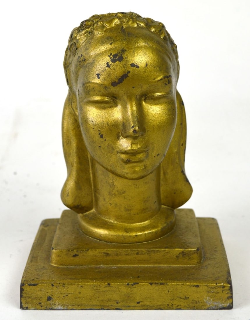 FRANKART ART DECO SCULPTURE METAL BUST (1 of 8)