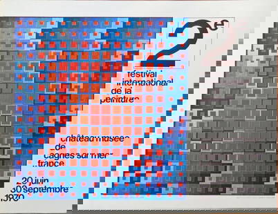 VICTOR VASARELY 1906-1997 EXHIBITION POSTER: Vintage Victor Vasarely (France/Hungary 1906-1997) exhibition poster. of the 2nd International Festival of Painters - 2me Festival International de la Peinture - Chateau Musee Cagnes-sur-mer France 20