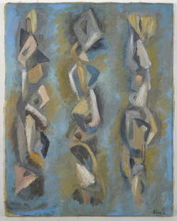 CUBIST ABSTRACT PAINTING SIGNED DATED 1959: A good abstract / cubist mid 20th century painting. The work is oil/canvas and is signed and date ('59"). Measures: H 30" x W 24"
