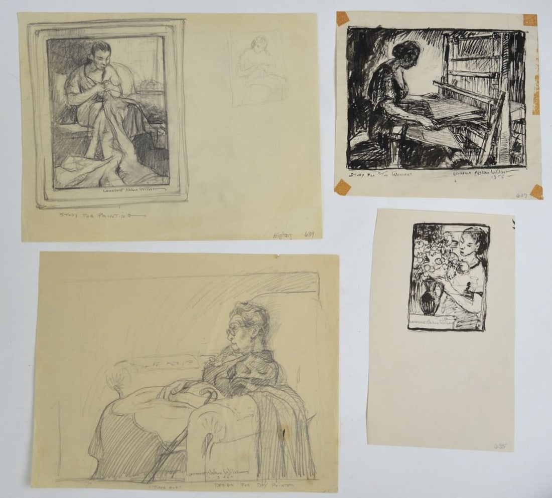 4 DRAWINGS LAWRENCE WILBUR SIGNED (1 of 10)