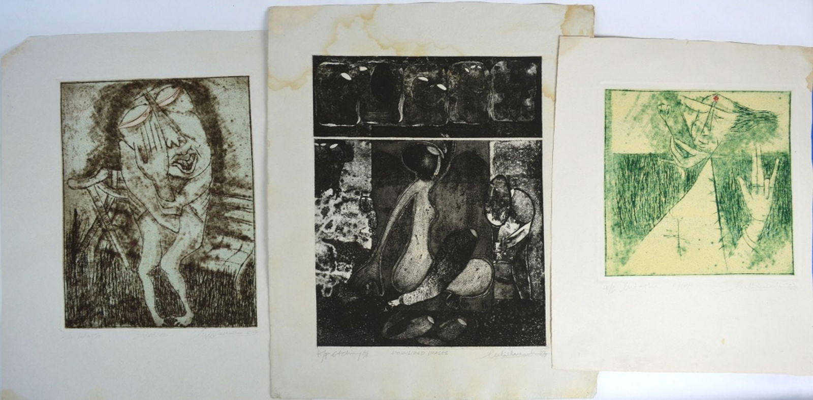 3 MODERN ABSTRACT ETCHING WORKS W AQUATINT SIGNED (1 of 7)