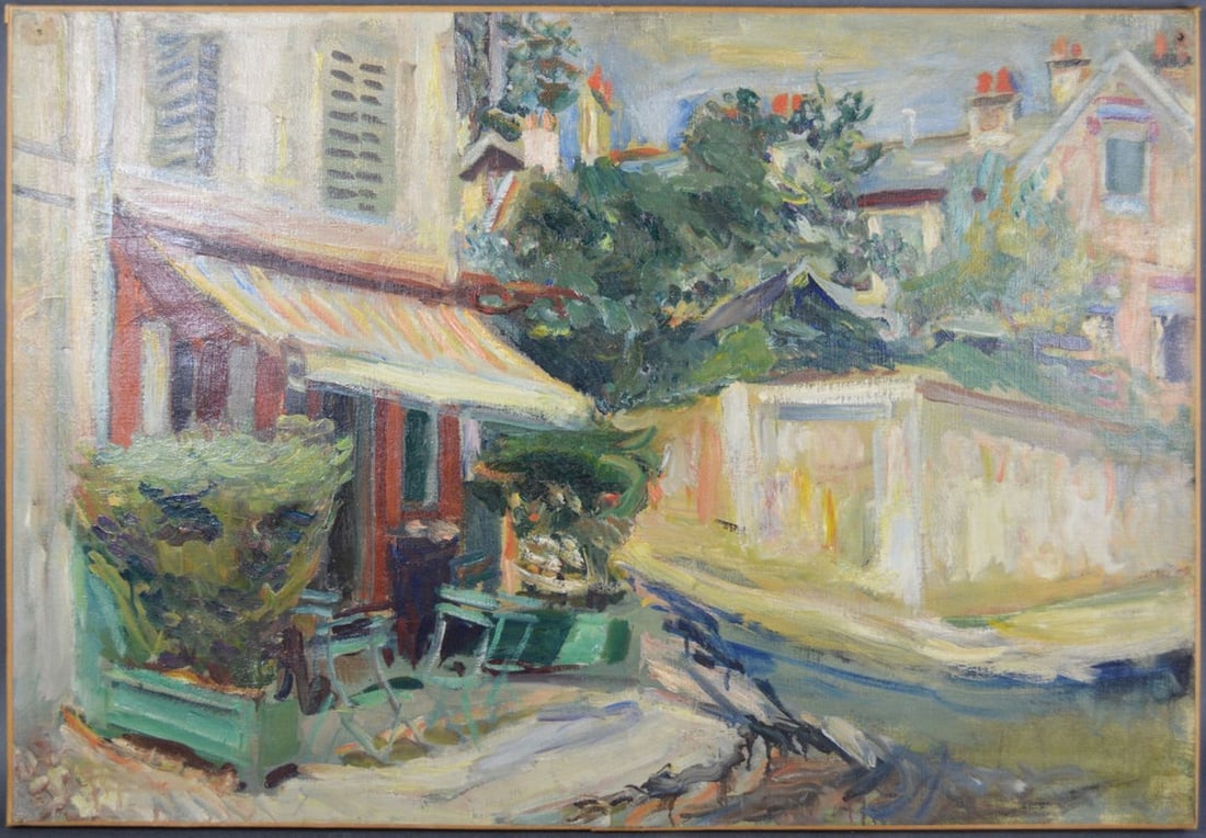 FRENCH IMPRESSIONIST CAFE SCENE PAINTING (1 of 4)