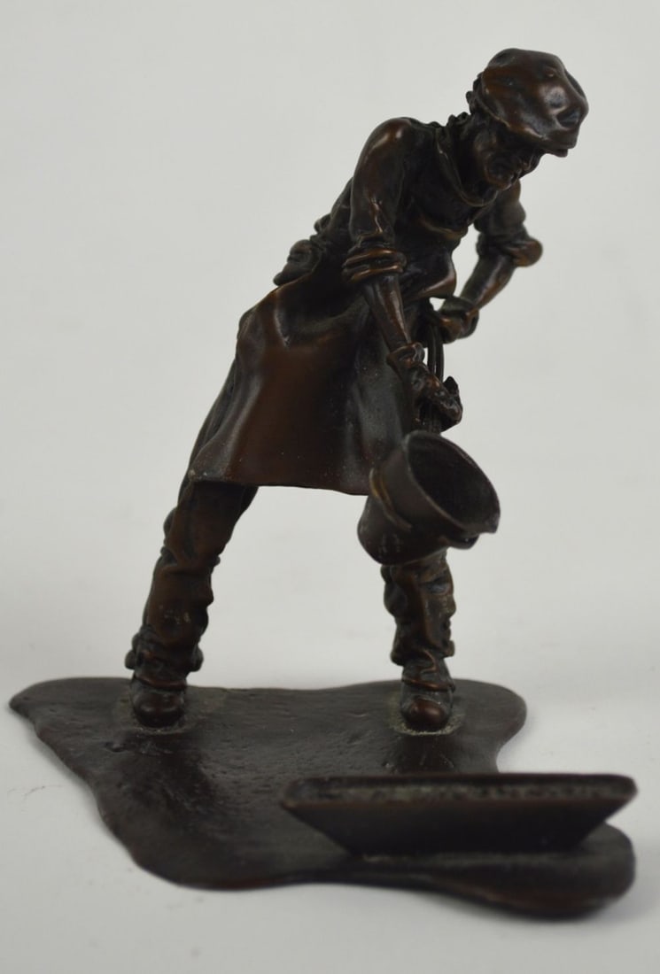 BRONZE FOUNDRY WORKER SCULPTURE (1 of 7)