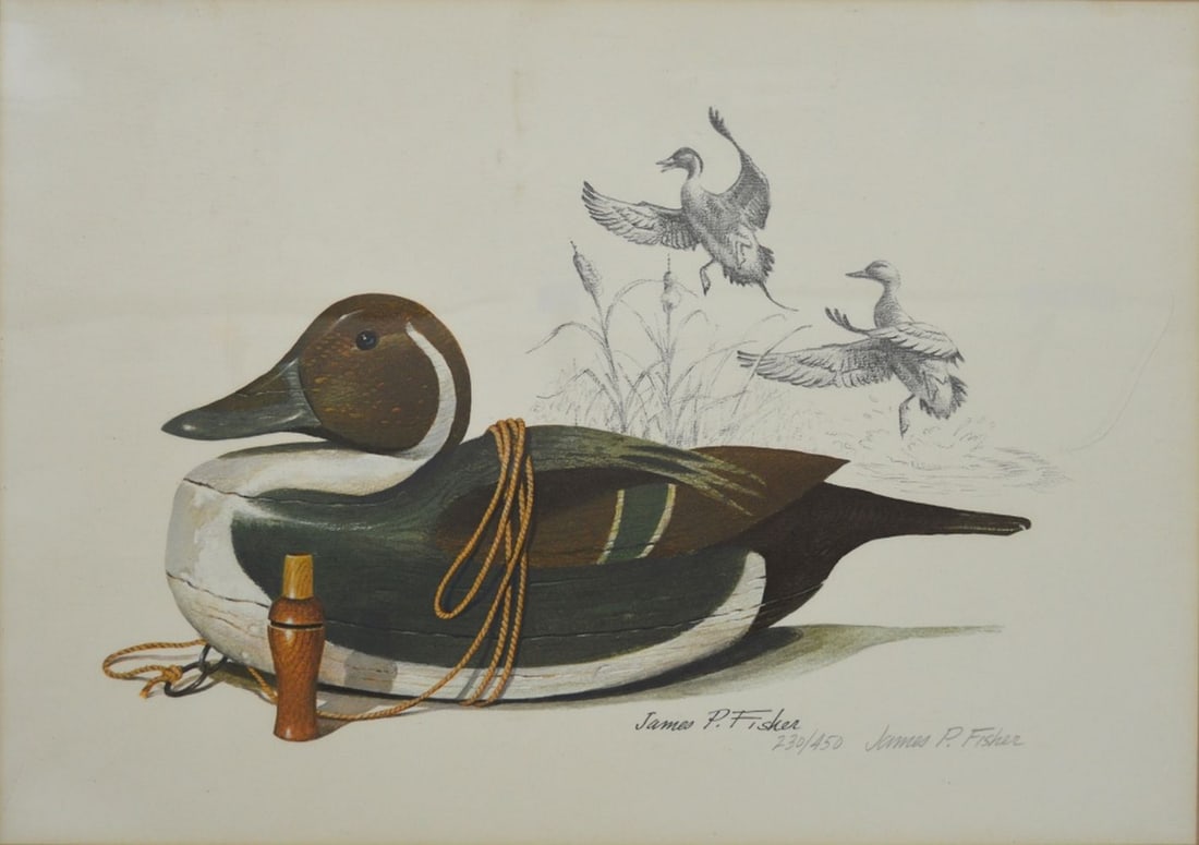 JAMES FISHER PINTAIL DECOY LITHOGRAPH SIGNED #D (1 of 7)