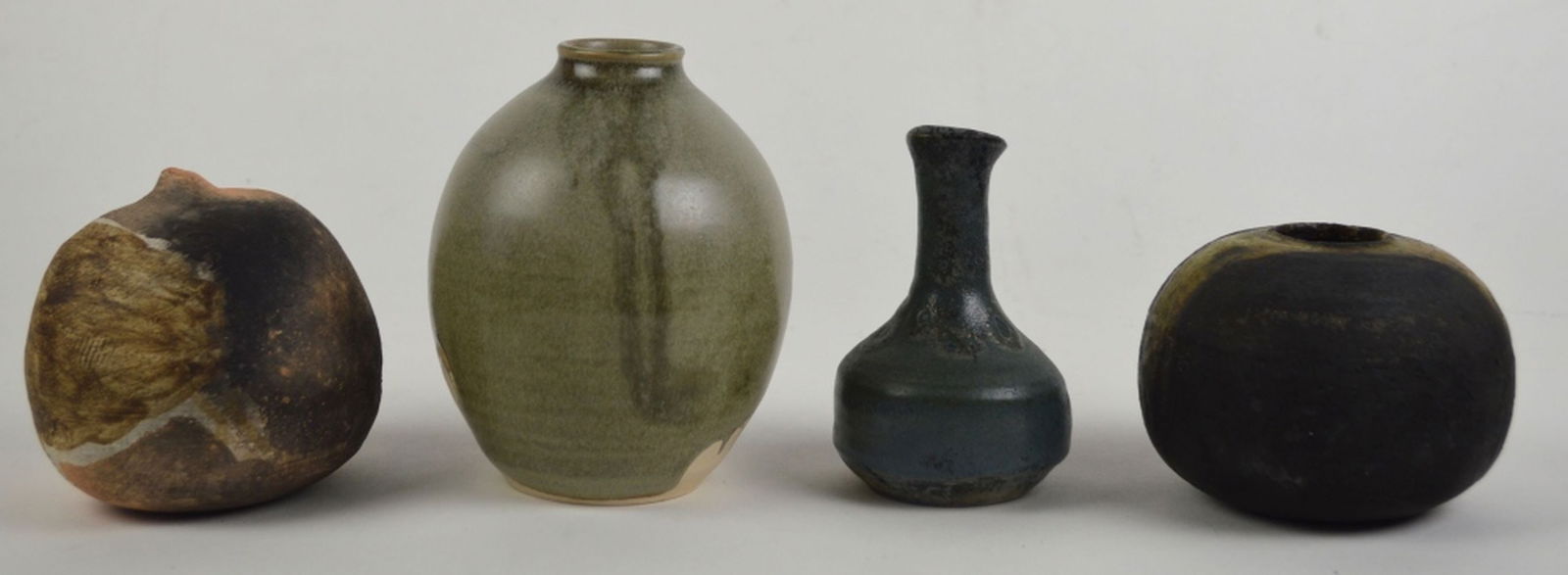 MODERN RAKU STYLE ART POTTERY GROUPING SIGNED (1 of 7)