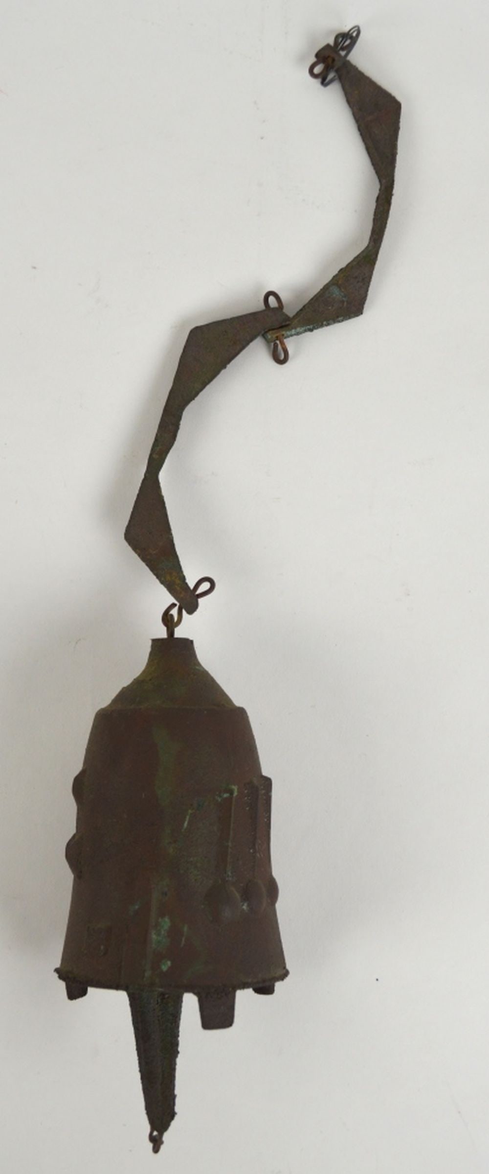 BRUTALIST RETICULATED BRONZE SCULPTURE BELL SIGNED (1 of 5)