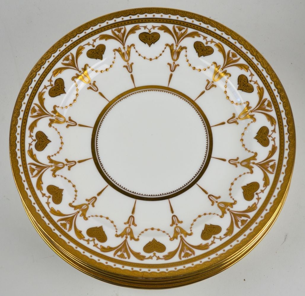 SET 10 CROWN SUTHERLAND ENGLAND GOLD DINNER PLATES (1 of 7)