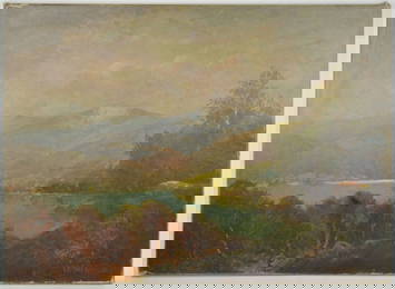 CHARLES H CHAPIN  HUDSON RIVER PAINTING SIGNED