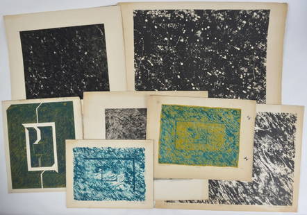 GROUP OF ABSTRACT LITHOGRAPHS / PRINTS SOME SIGNED: A grouping of post modern abstract lithographs /serigraphs/ prints. Some signed. Measures: Largest 15" x 22 1/2"