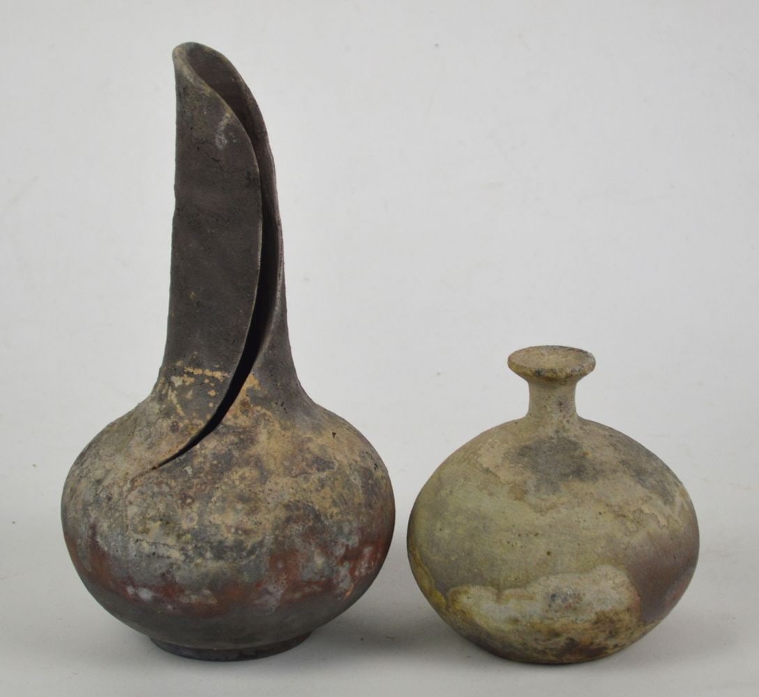 2 RAKU ART POTTERY VASES SIGNED (1 of 6)