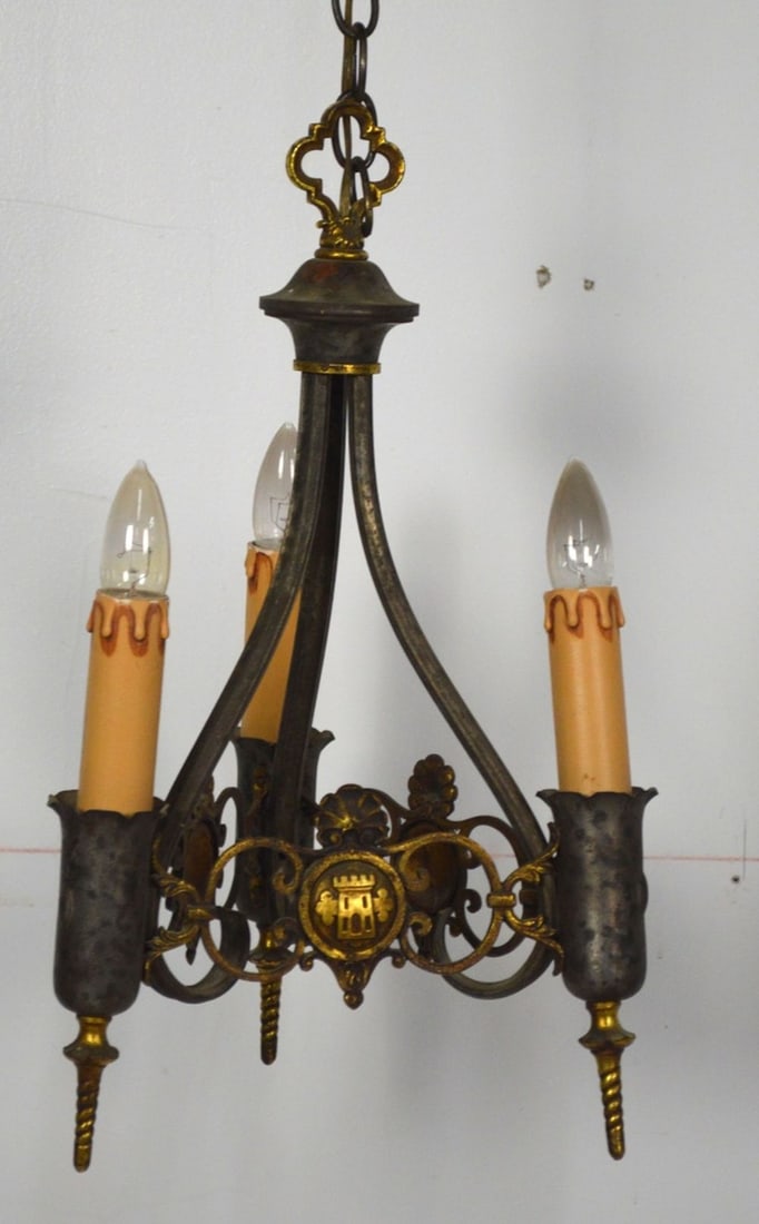 VINTAGE CAST BRASS CHANDELIER (1 of 6)