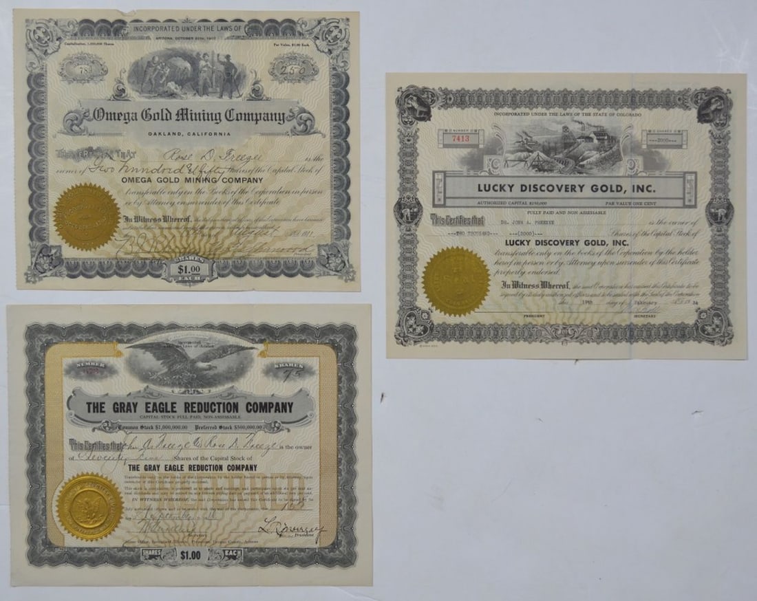 LOT 3 ANTIQUE MINING STOCK CERTIFICATES (1 of 10)