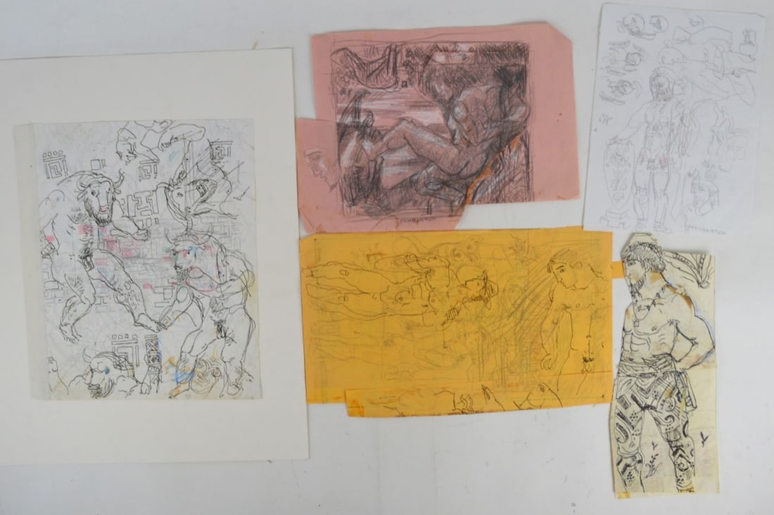 5 PEMBERTON DRAWINGS SKETCHES SIGNED (1 of 7)