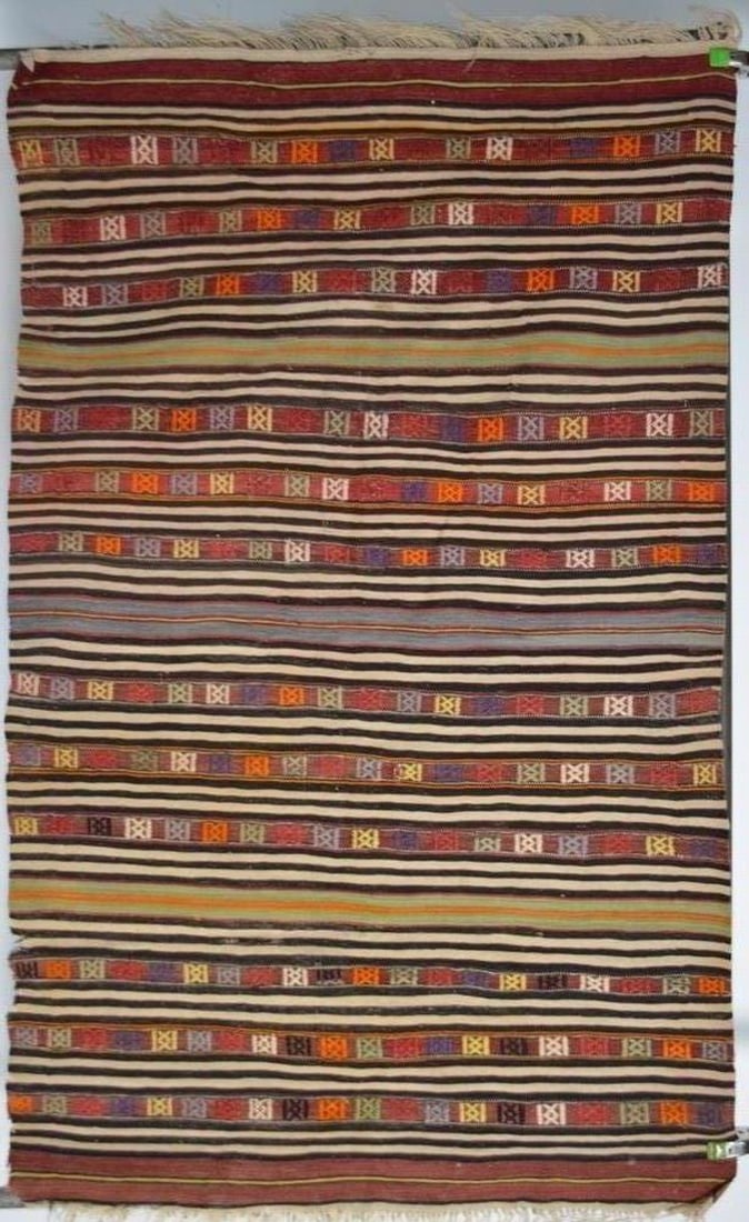 VINTAGE ORIENTAL FLAT WEAVE CARPET RUG (1 of 12)