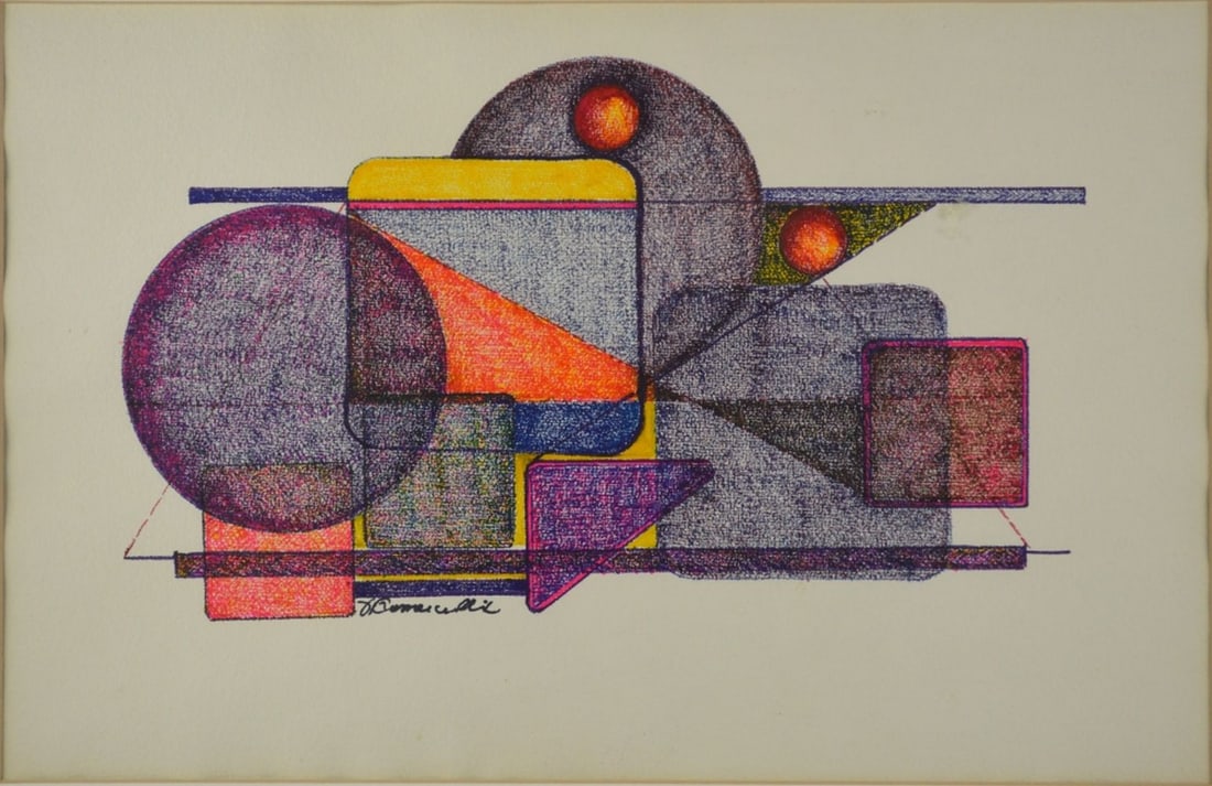 VICTOR CASSANELLI MODERN GEOMETRIC DRAWING SIGNED (1 of 6)