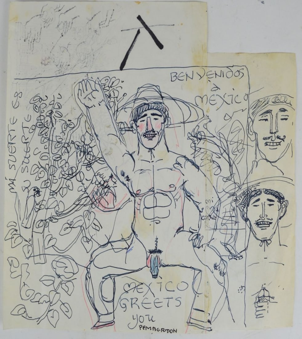 PEMBERTON RACY MEXICO DRAWING SIGNED (1 of 5)
