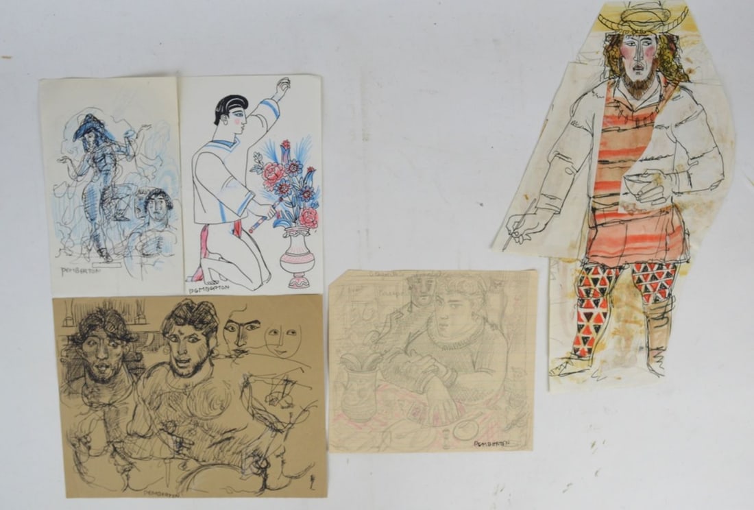 5 PEMBERTON DRAWINGS SIGNED (1 of 6)