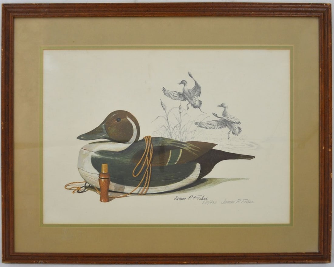 JAMES FISHER PINTAIL DECOY LITHOGRAPH SIGNED #D (1 of 7)