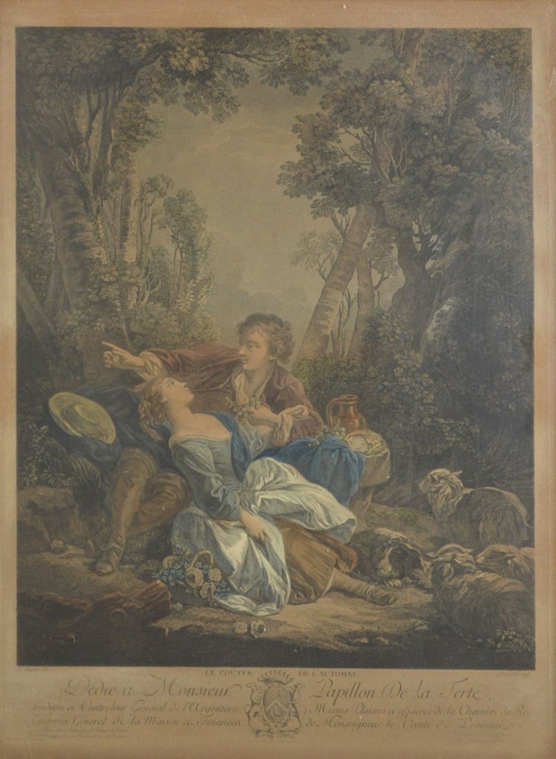 ANTIQUE GAILLARD FRENCH ENGRAVING AFTER F BOUCHER (1 of 7)