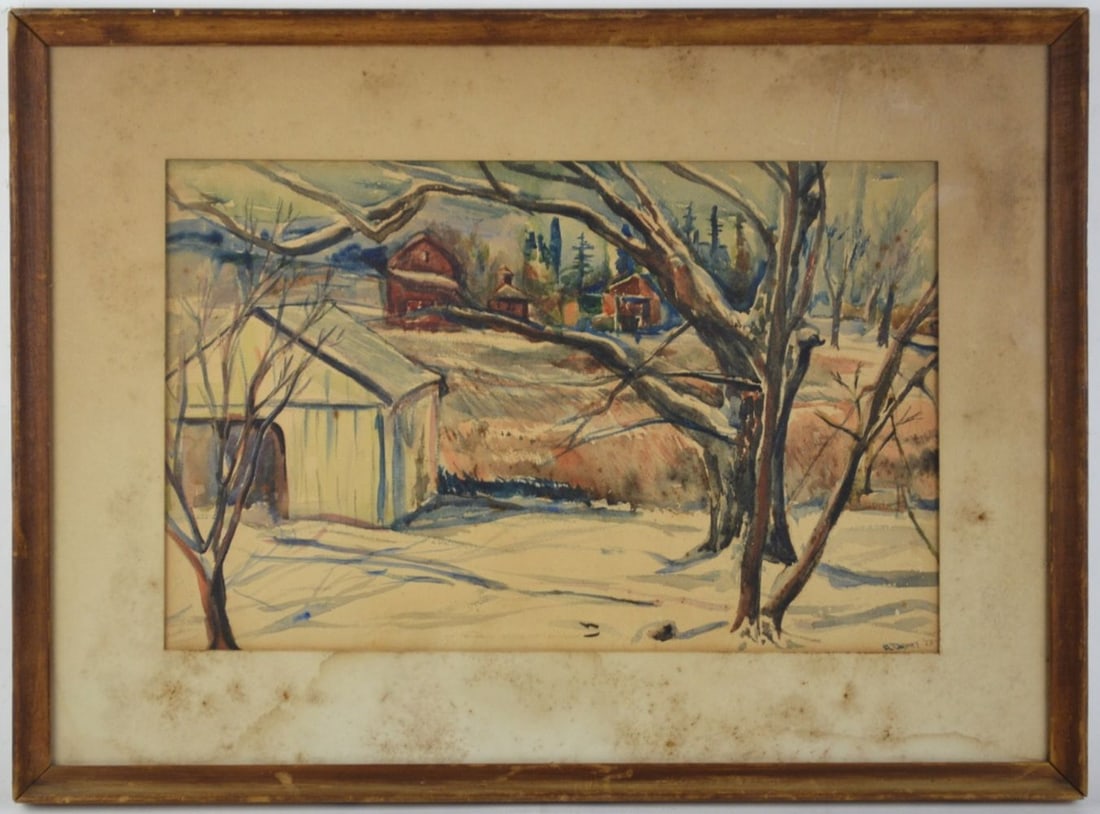 VINTAGE REGIONALIST LANDSCAPE PAINTING SIGNED (1 of 6)