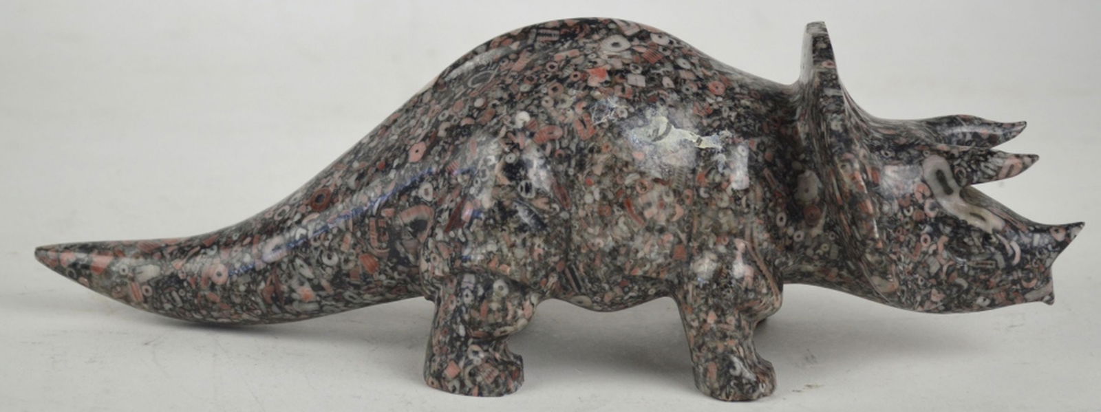 DINOSAUR CARVED GRANITE TRICERATOPS SCULPTURE (1 of 7)