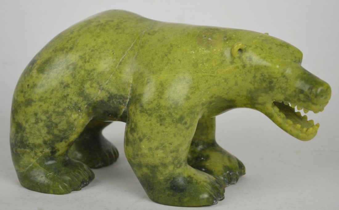 CARVED STONE POLAR BEAR SCULPTURE (1 of 6)