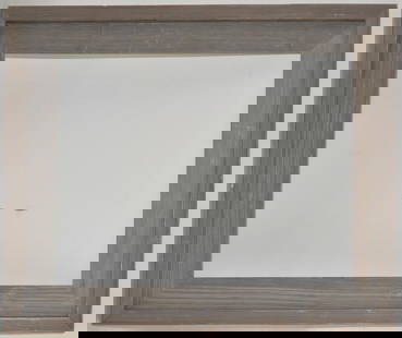 LOT OF 4 MODERN WOOD PAINTING FRAMES: A group of 4 (four) modern striated wood painting frames. Note the 3 additional frames, not pictured, are NOS and are identical to the one pictured. Measures: 17 1/4" x 14 1/4" Rabbet: 14" x 11"