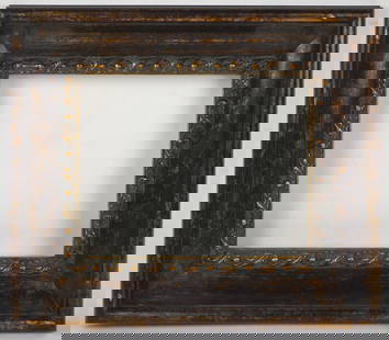 FLORENTINE STYLE PAINTING FRAME: A contemporary painting frame finished in a classical Italian style with applied gilt elements. Measures: 13" x 15" Rabbet: 8" x 10"