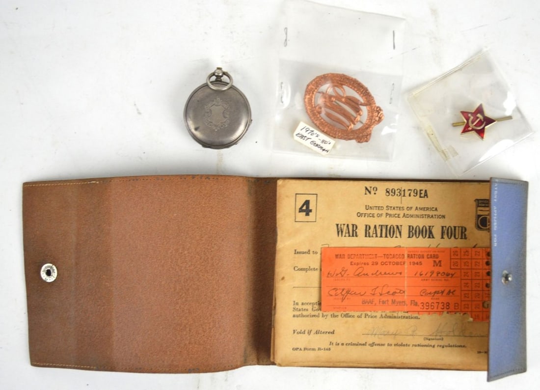 VINTAGE SOVIET E GERMAN MILITARY PINS & US RATIONS (1 of 4)