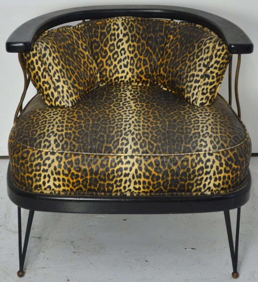 MID CENTURY MODERN HOLLYWOOD LEOPARD PRINT CHAIR (1 of 6)