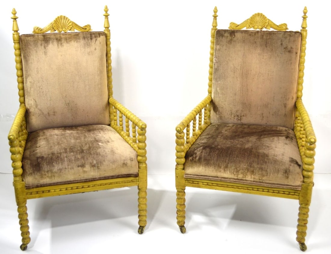 FINE PAIR ANTIQUE GEORGIAN STYLE BOBBIN CHAIRS (1 of 8)