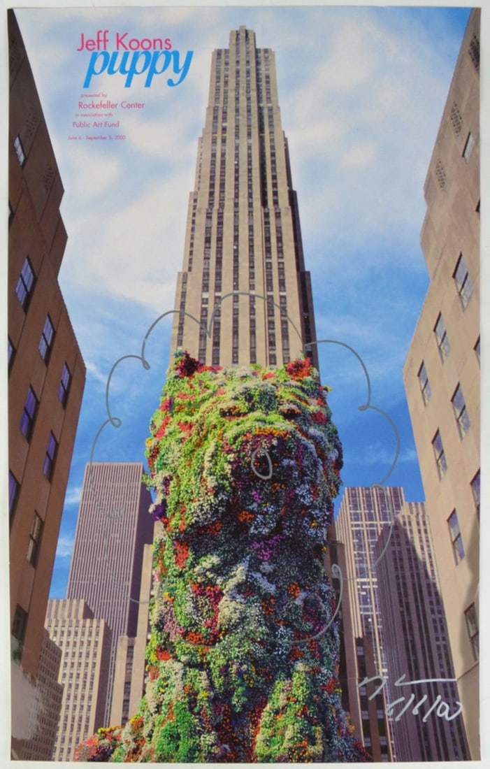 JEFF KOONS B 1955 PUPPY ROCKEFELLER CENTER SIGNED (1 of 4)