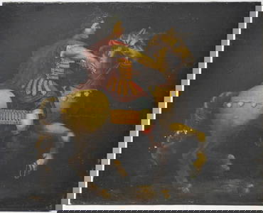 OLD MASTER ROMANESQUE CAVALRY PAINTING