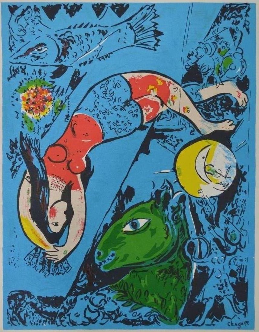 MARC CHAGALL (AFTER) LITHOGRAPH LE CIRQUE BLEU (1 of 5)