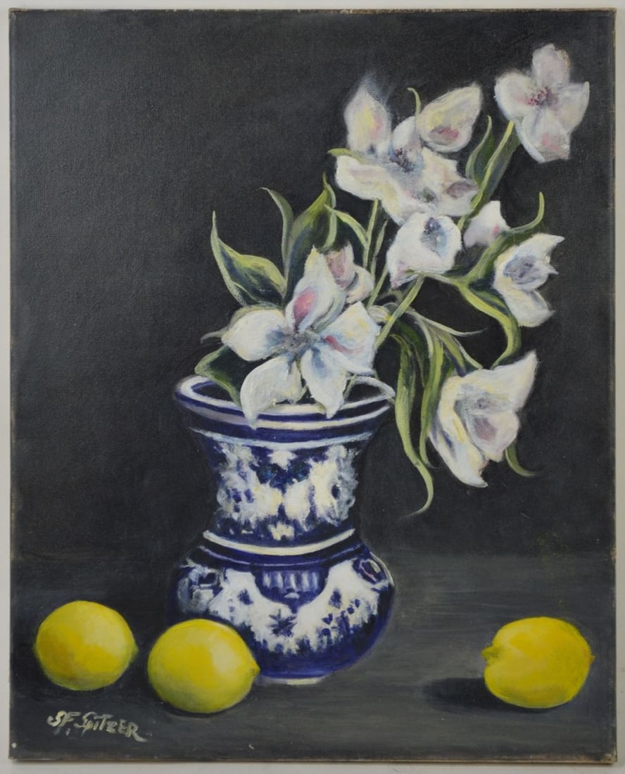 AMERICAN IMPRESSIONIST STILL LIFE PAINTING SIGNED: A modern impressionist still life painting. The painting is oil/canvas and is signed. Measures: 16" x 20"