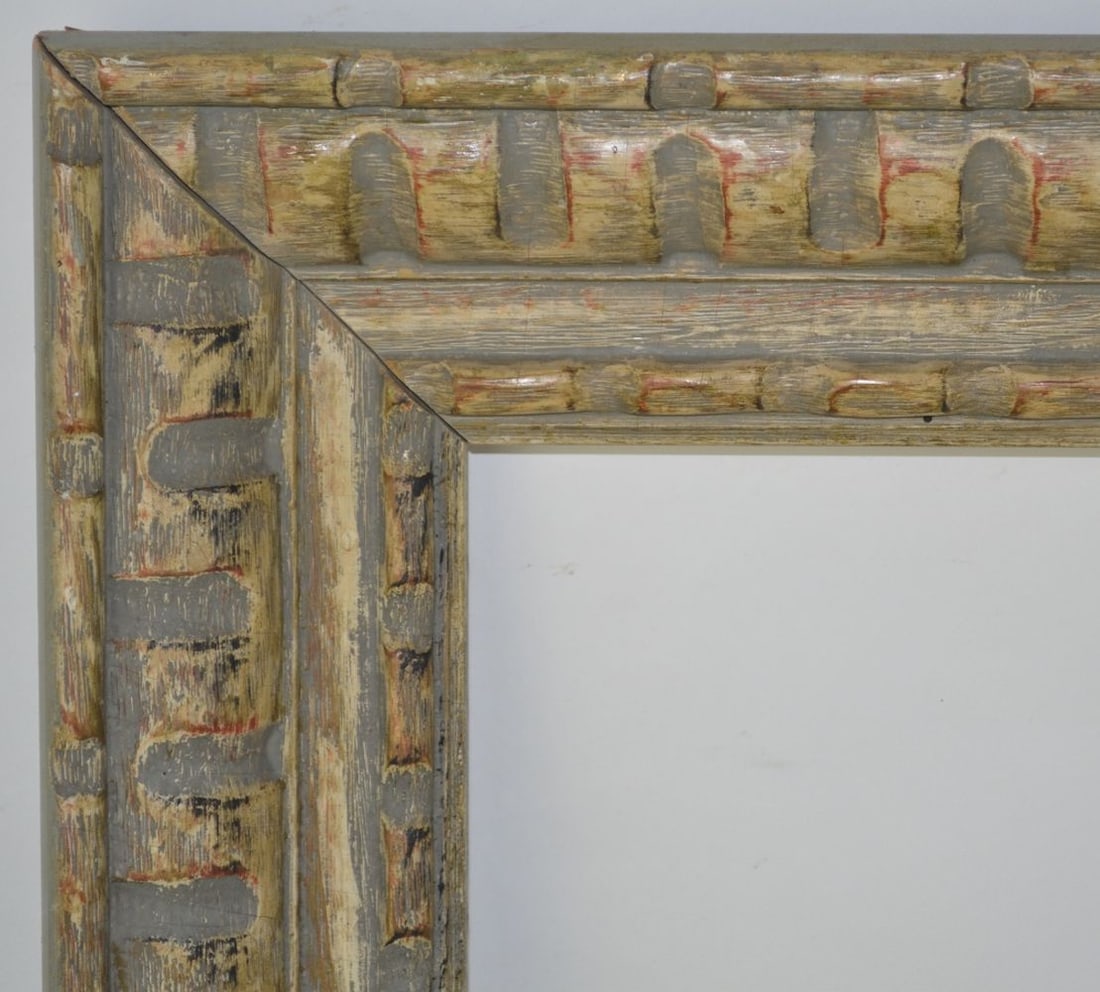VINTAGE MID CENTURY PAINTING FRAME: Vintage mid century modern painting frame. Frame appears to be machine carved / milled Overall frame measurement: 30" x 24" Rabbet: 24" x 18"