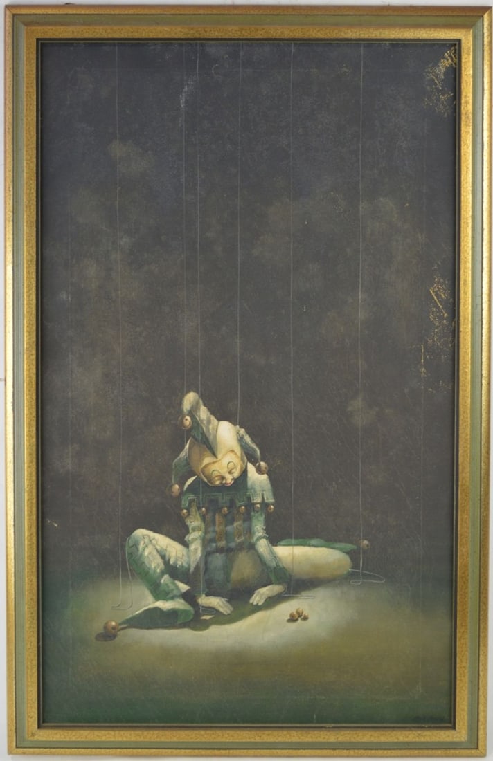 VINTAGE MARIONETTE PAINTING SIGNED (1 of 5)